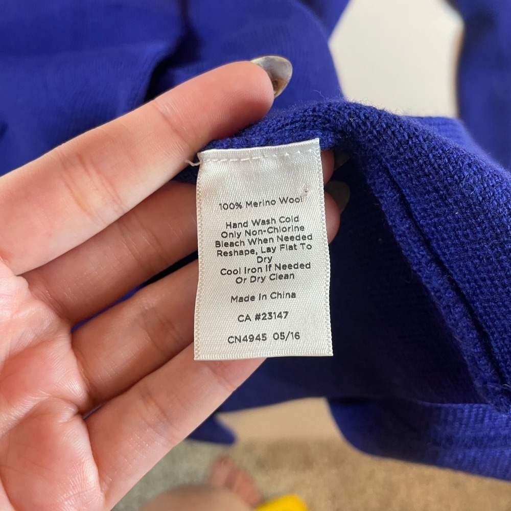 Talbots‎ Pure Merino Wool Long Cardigan Sweater Royal Blue Open Front - Size M - Picture 5 of 9
